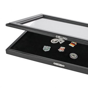 Black Wooden Showcase for Pins, Medals, Decorations