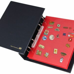 Pins & Badges Album with 2 red Velvet Pages